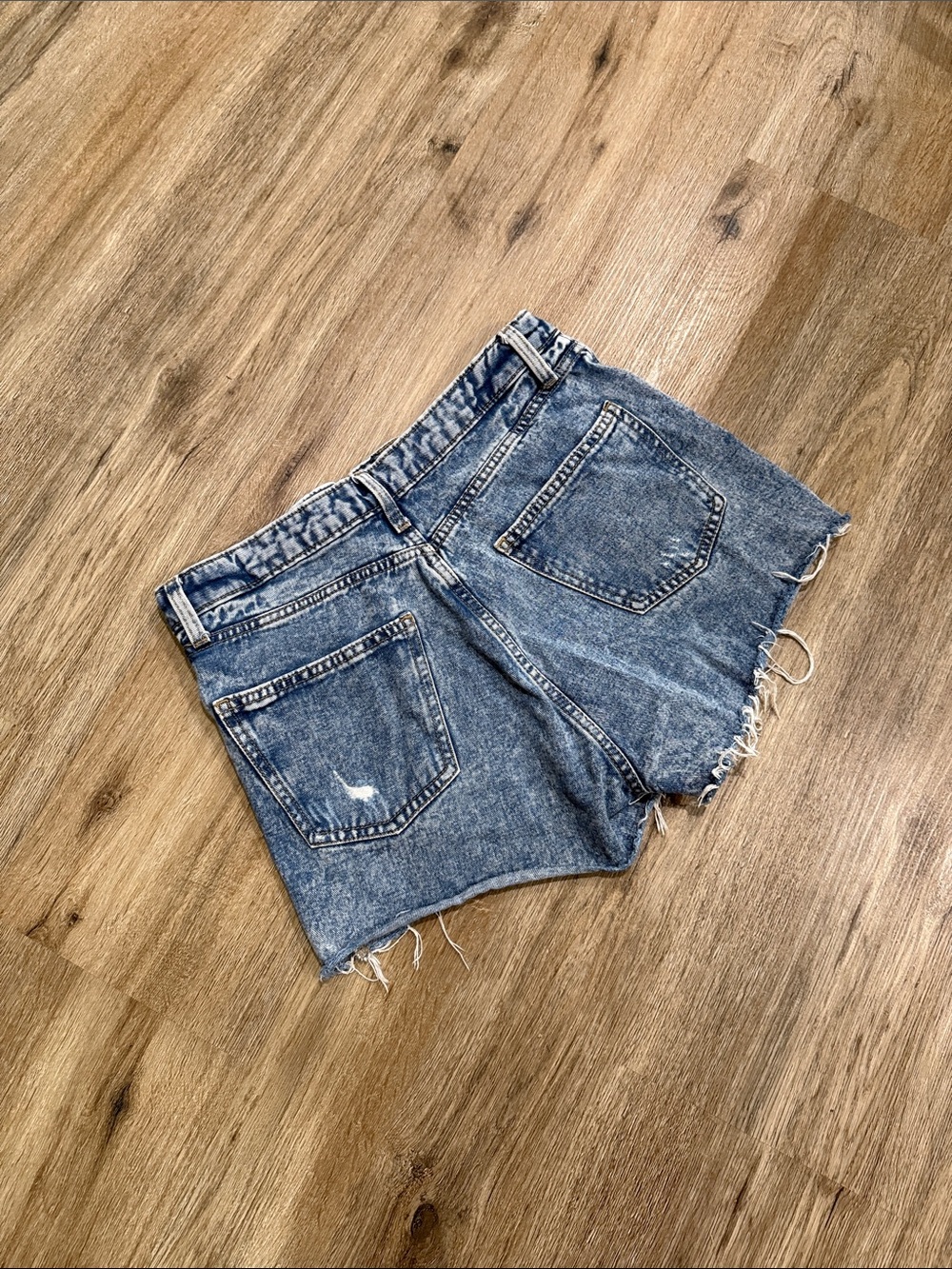 wild fable Distressed Light Blue High-Rise Denim Shorts - Picture 4 of 7